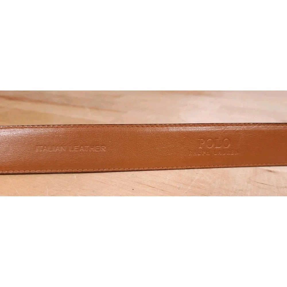 Polo Ralph Lauren Faux Alligator Brown Italian‎ Leather Belt Mens Size 56 / 140